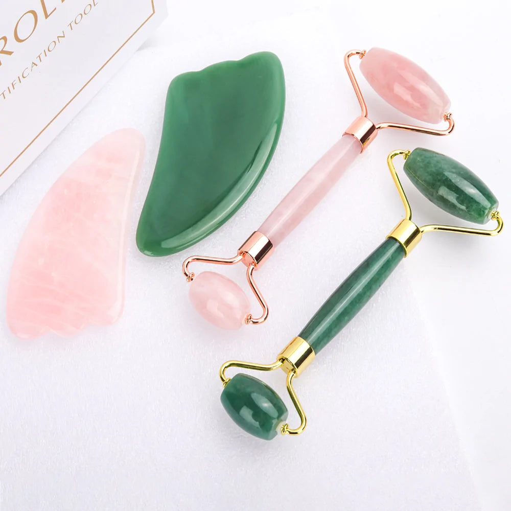 Rose Quartz and Jade Roller Slimming Face Massager